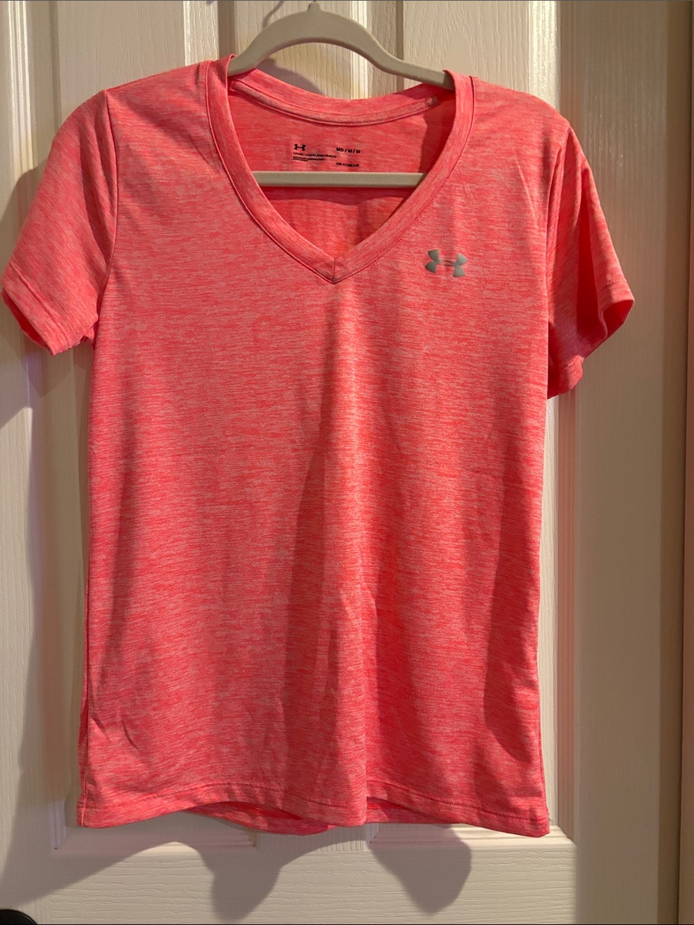 Under Armour Women's Bright Coral Heather V-Neck Training Tee